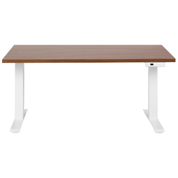 Beliani DESTIN III - Elektrisch bureau - Donkerhout/Wit - 160 cm - MDF