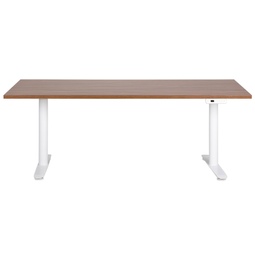 Beliani DESTINAS - Elektrisch bureau - Donkerhout/Wit - 180 cm - MDF