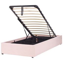 Beliani DINAN - Eenpersoonsbed - Roze - 90 x 200 cm - Bouclé