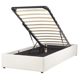 Beliani DINAN - Eenpersoonsbed - Wit - 90 x 200 cm - Bouclé