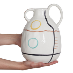 Beliani DORY - Bloemenvaas - Wit - Steengoed