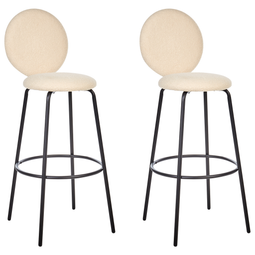 Beliani EMERY - Barkruk set van 2 - Lichtbeige - Bouclé