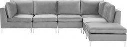 Beliani EVJA - Hoekbank met ottomaan - Grijs - Fluweel