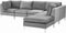 Beliani EVJA - Hoekbank met ottomaan - Grijs - Fluweel