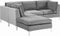 Beliani EVJA - Hoekbank met ottomaan - Grijs - Fluweel