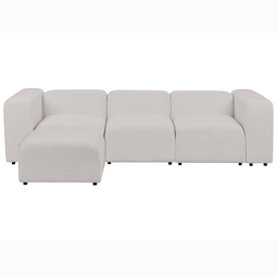 Beliani FALSTERBO - Modulaire driezitsbank met ottomaan - Lichtgrijs - Bouclé