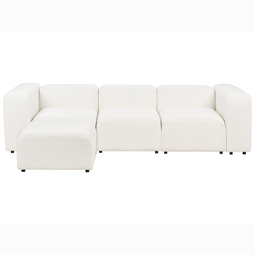 Beliani FALSTERBO - Modulaire driezitsbank met ottomaan - Wit - Bouclé