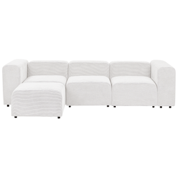 Beliani FALSTERBO - Modulaire driezitsbank met ottomaan - Wit - Corduroy