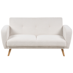 Beliani FLORLI - Slaapbank 2-zits - Wit - Bouclé