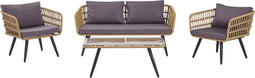Beliani FOBELLO - Loungeset voor 4 - Beige - PE rotan