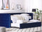 Beliani GASSIN - Onderschuifbed - Blauw - Fluweel