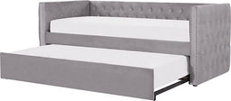 Beliani GASSIN - Onderschuifbed - Grijs - Fluweel