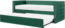 Beliani GASSIN - Onderschuifbed - Groen - Fluweel