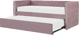 Beliani GASSIN - Onderschuifbed - Roze - Fluweel