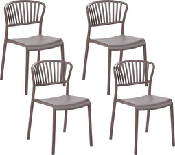 Beliani GELA - Tuinstoel set van 4 - Beige - Kunststof