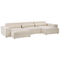 Beliani HELLNAR - Hoekbank 3-zits met ottomaan - Beige - Links - Fluweel