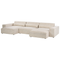 Beliani HELLNAR - Hoekbank 3-zits met ottomaan - Beige - Rechts - Fluweel