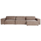 Beliani HELLNAR - Hoekbank 3-zits met ottomaan - Bruin - Links - Polyester