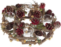 Beliani JATUNI - Kandelaar - Rood - Dennenhout