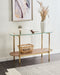 Beliani LOVELL - Sidetable - Lichtbruin/Goud - Hout