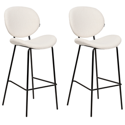 Beliani LUANA - Barkruk set van 2 - Wit - Bouclé