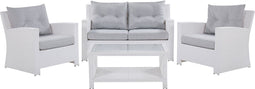 Beliani MARINO - Loungeset voor 4 - Wit - PE rotan