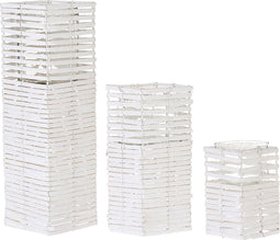 Beliani MAROLA - Kaarsenhouder - Wit - Populierhout