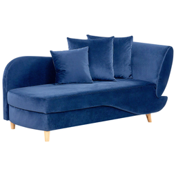 Beliani MERI II - Chaise longue - Blauw - Rechterzijde - Fluweel
