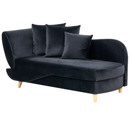 Beliani MERI II - Chaise longue - Zwart - Linkerzijde - Fluweel