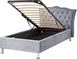 Beliani METZ - Bed met opbergruimte - Grijs - Fluweel