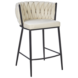 Beliani MILAN - Barkruk set van 2 - Lichtbeige - Fluweel