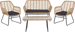 Beliani MINORI - Loungeset voor 4 - Beige - PE rotan
