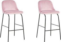 Beliani NEKOMA - Barkruk - Roze - Fluweel