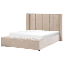 Beliani NOYERS - Bed met opbergruimte - Beige - 160 x 200 cm - Fluweel