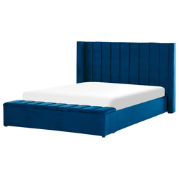 Beliani NOYERS - Bed met opbergruimte - Blauw - 180 x 200 cm - Fluweel