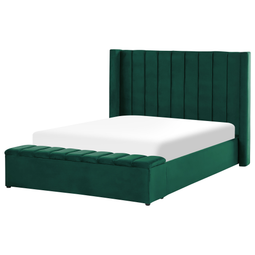 Beliani NOYERS - Bed met opbergruimte - Groen - 140 x 200 cm - Fluweel