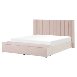 Beliani NOYERS - Bed met opbergruimte - Roze - 160 x 200 cm - Fluweel