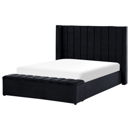 Beliani NOYERS - Bed met opbergruimte - Zwart - 140 x 200 cm - Fluweel