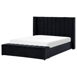 Beliani NOYERS - Bed met opbergruimte - Zwart - 160 x 200 cm - Fluweel