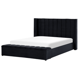 Beliani NOYERS - Bed met opbergruimte - Zwart - 180 x 200 cm - Fluweel