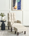 Beliani OLAND - Fauteuil met hocker - Beige - Linnen