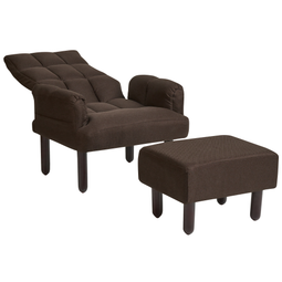 Beliani OLAND - Fauteuil met hocker - Bruin - Linnen