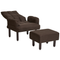Beliani OLAND - Fauteuil met hocker - Bruin - Linnen