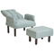 Beliani OLAND - Fauteuil met hocker - Mintgrijs - Linnen