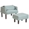 Beliani OLAND - Fauteuil met hocker - Mintgrijs - Linnen