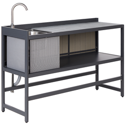 Beliani ORTISEI - Buitenkeuken set - Grijs - 3-delig - Aluminium