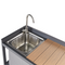 Beliani ORTISEI - Buitenkeuken set - Grijs/Licht hout - 3-delig - Aluminium