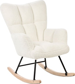 Beliani OULU - Schommelstoel - Wit - Bouclé