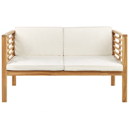 Beliani PACIFIC - Loungeset voor 4 - Lichthout/Wit - Acaciahout