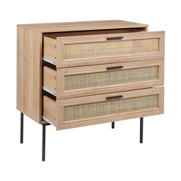 Beliani PASCO - Dressoir 3-lades - Lichte houtkleur - Rotan